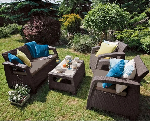 Комплект садовой мебели Keter Corfu Set, коричневый (223201) изображение 2