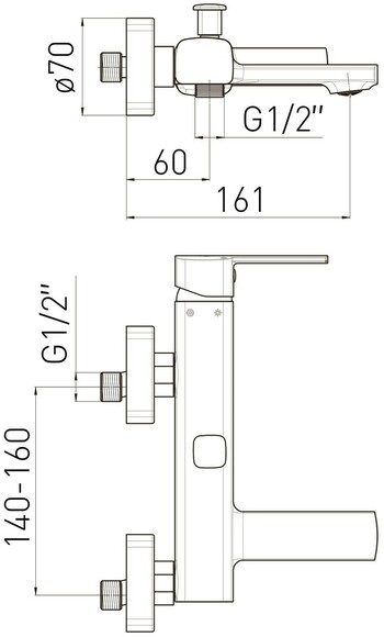 Змішувач для ванни Volle Sota 1538.030101, 35 мм, cromo фото 2