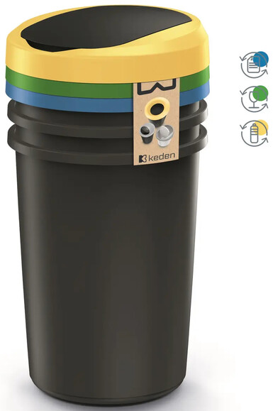 Баки для сортировки мусора Prosperplast Keden Compacta R, комплект 3x40 л (5905197562742) изображение 3