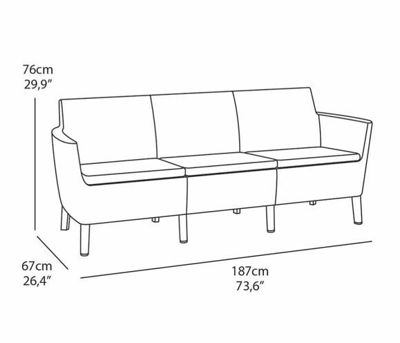 Диван для сада Keter Salemo 3 seater sofa, капучино (244094) изображение 2