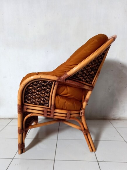Комплект Копакабана Гіацинт темно-медовий з натурального ротангу, софа-2, 2 крісла,кавовий столик із склом,темно-гірчична м'яка частина (km27040) фото 10