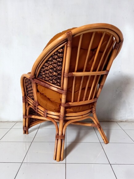Комплект Копакабана Гіацинт темно-медовий з натурального ротангу, софа-2, 2 крісла,кавовий столик із склом,темно-гірчична м'яка частина (km27040) фото 9