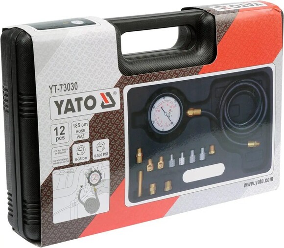 Тестер измерения давления масла с адаптерами Yato, 0- 35 бар (YT-73030) изображение 4