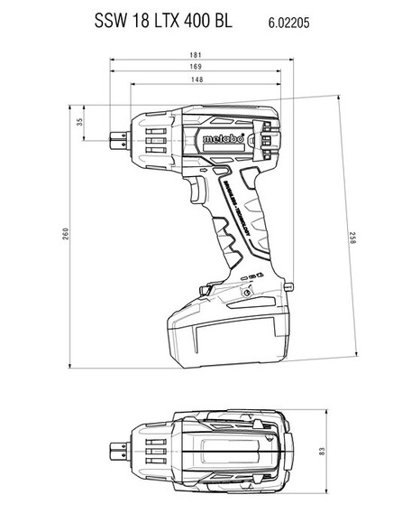 Аккумуляторный ударный гайковерт Metabo SSW 18 LTX 400 BL LiHD 2x4.0 Ah (602205800) изображение 4