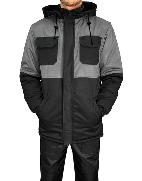 Куртка робоча Eva зимня утеплена з флісом р.44-46 (6971016) Сірий з чорним фото 3