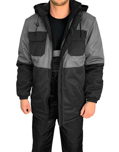 Куртка робоча Eva зимня утеплена з флісом р.44-46 (6971016) Сірий з чорним фото 2