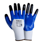 Перчатки трикотажные Sigma с частичным нитриловым покрытием усиленные пальцы сине-черные манжет р10 (9443641)