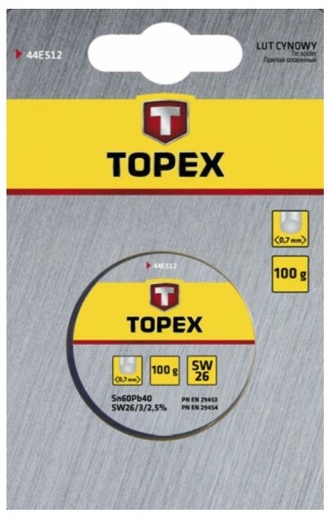 Припій олов'яний 0.7 мм TOPEX (44E512) фото 2