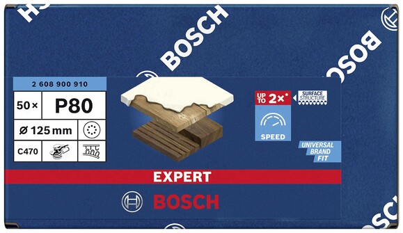Шлифкруг Bosch Hook&Loop ExC470, S1261, G80, 125 мм, 50 шт. (2608900910) изображение 2