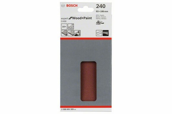Шліфлист Bosch Expert для Wood and Paint C430, 93x186 мм, K240, 10 шт. (2608605309) фото 2