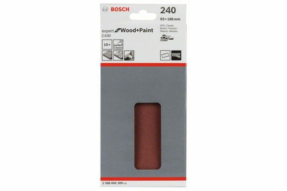 Шлифлист Bosch Expert for Wood and Paint C430, 93x186 мм, K240, 10 шт. (2608605309) изображение 2