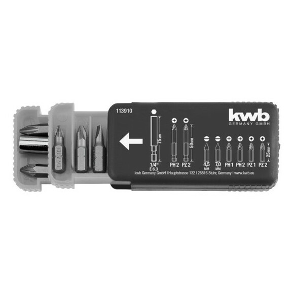 Набор бит KWB 25/50 мм, 9 шт. (113910) изображение 2