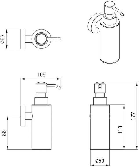 Дозатор для жидкого мыла VOLLE Ronda (cromo) (2535.230201) изображение 2