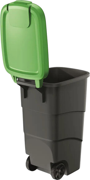 Бак для мусора Prosperplast Wheeler 90 л, антрацит, зеленая крышка (5905197462950) изображение 2