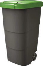 Бак для мусора Prosperplast Wheeler 90 л, антрацит, зеленая крышка (5905197462950)
