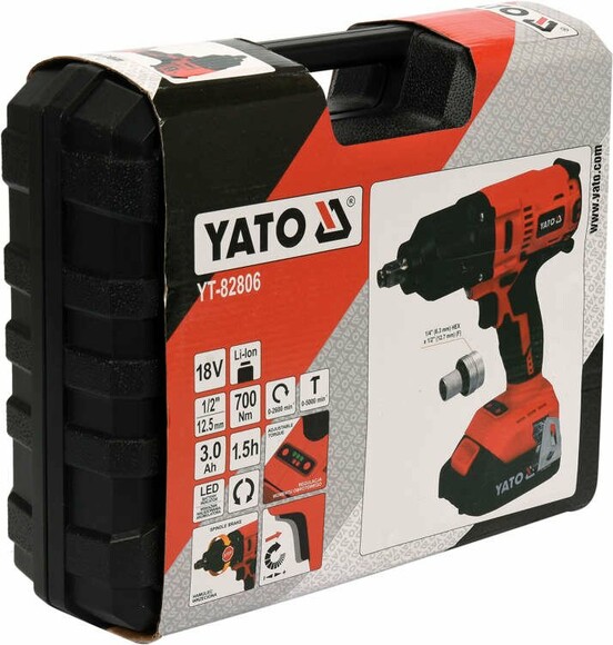Аккумуляторный бесщеточный гайковерт Yato YT-82806 изображение 8