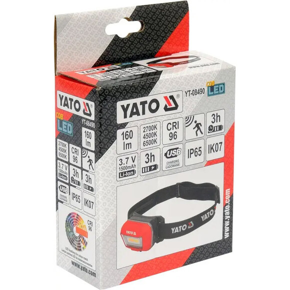 Налобный фонарь для подбора цвета YATO YT-08490 изображение 3
