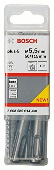 Бур Bosch SDS-Plus-5, 5.5x50x115 мм, 10 шт. (2608585614) изображение 2