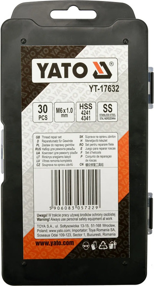 Приладдя для відновлення внутрішнього різьблення Yato М6x1.0 мм (YT-17632) фото 3