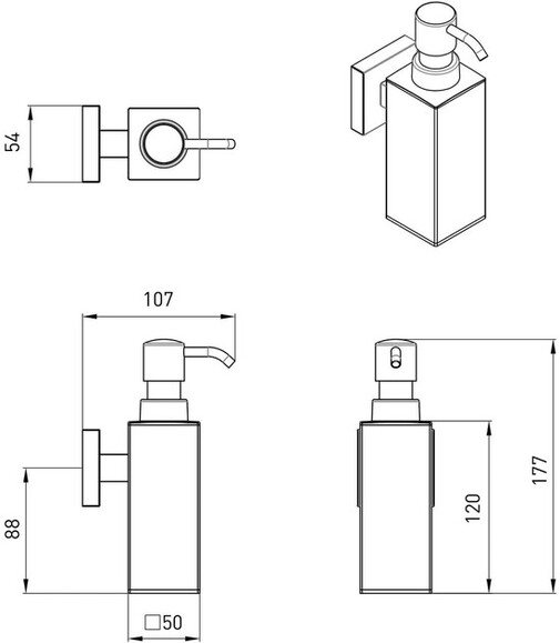 Дозатор для жидкого мыла VOLLE Cuadro (cromo) (2536.230201) изображение 2
