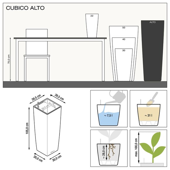 Вазон Lechuza Cubico Alto Premium 40 (эспрессо) (18231) изображение 5