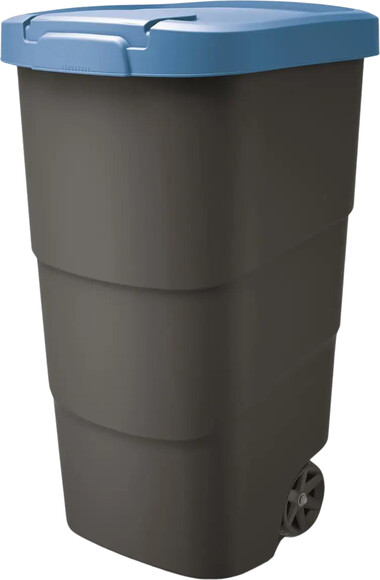 Бак для мусора Prosperplast Wheeler 90 л, антрацит, синяя крышка (5905197462943)