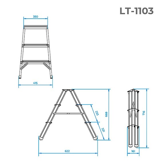 Драбина двостороння Intertool 3 сх. (LT-1103) фото 7