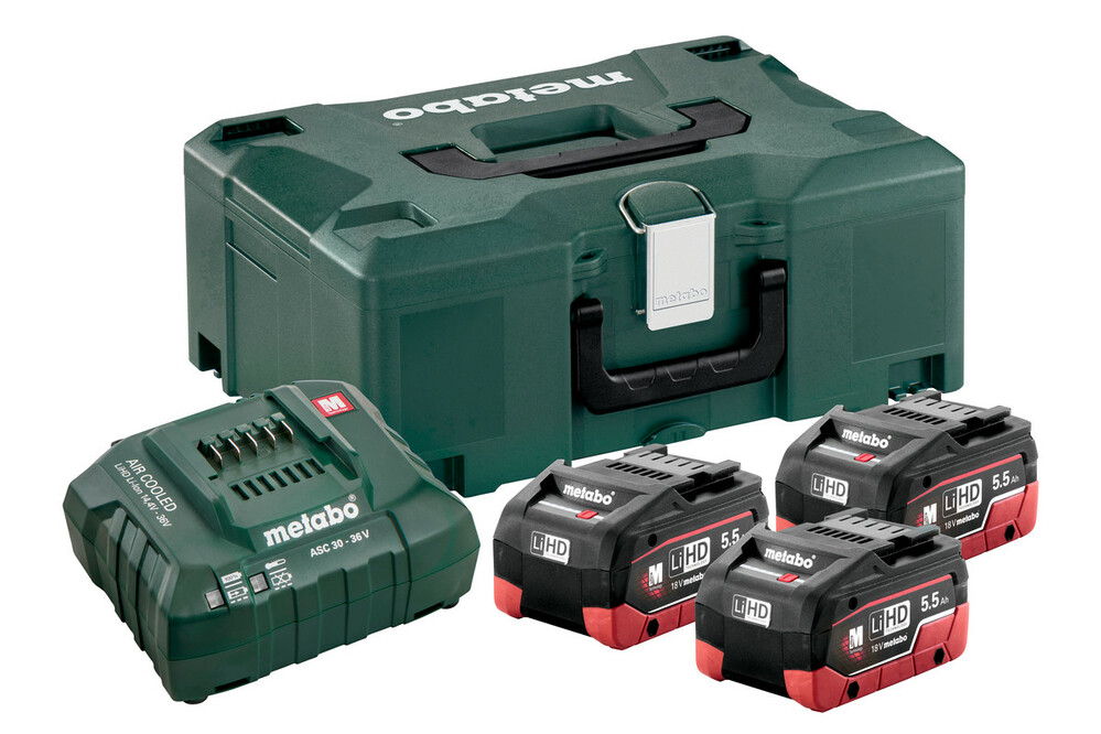 

Базовый комплект Metabo Li-HD 18 В 5.5 Ач 3 шт +ASC 30-36 В в кейсе MetaLoc (685069000)