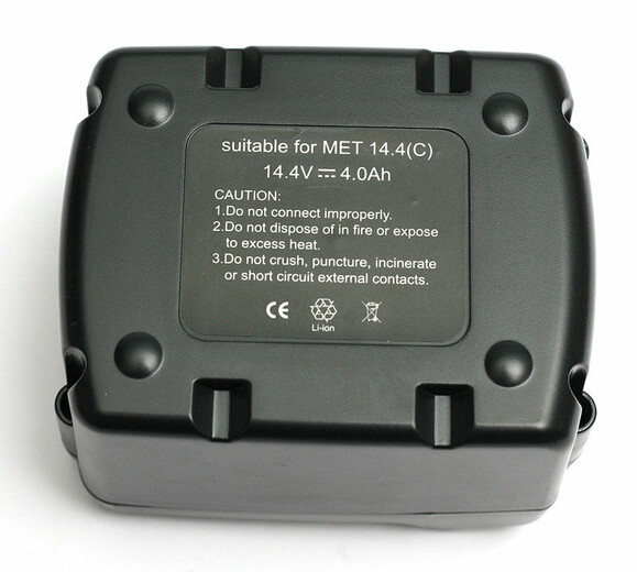 Акумулятор PowerPlant для шурупокрутів та електроінструментів METABO GD-MET-14.4 (C), 14.4 V, 4 Ah, Li-Ion (DV00PT0018) фото 2