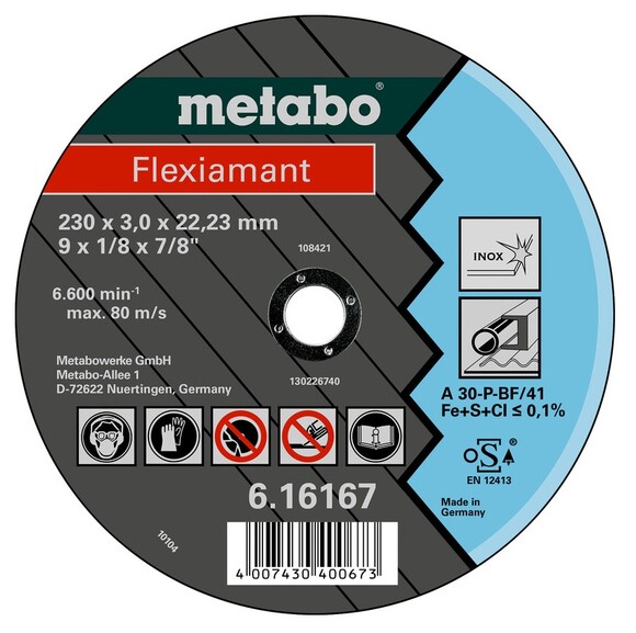 Круг отрезной Metabo Flexiamant Standart A 30-P 230x3х22.2 мм (616167000)