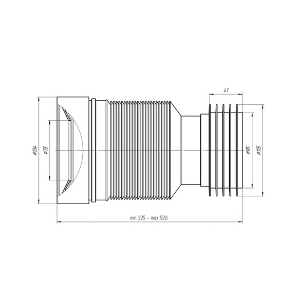 Гофра для унитаза ANIplast D-110 мм 230-500 мм К828 (CV008743) изображение 3