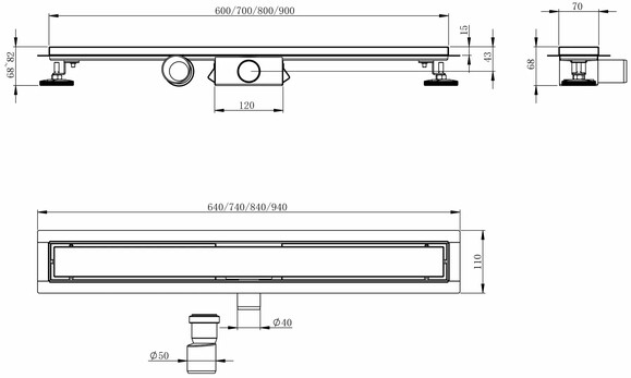 Душовий трап лінійний IMPRESE i-Flow S i22, 700 мм (d44700S22) фото 2