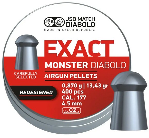 Пули пневматические JSB Diabolo Exact Monster Redesigned, калибр 4.5 мм, 400 шт (1453.05.72)