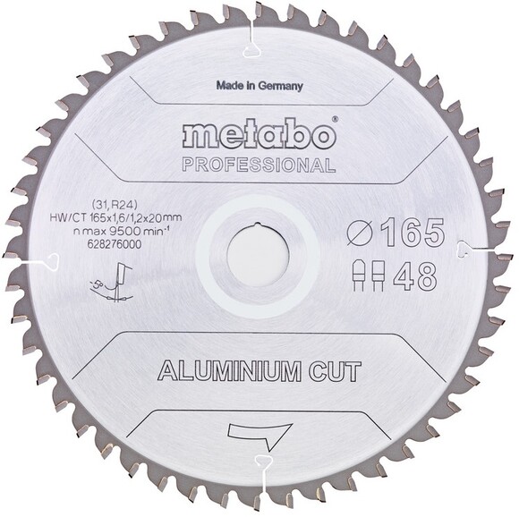 Пильний диск Metabo Aluminium cut HW/CT 190х2.2/1.8x30, Z52 FZ/TZ 5 град. (628296000)