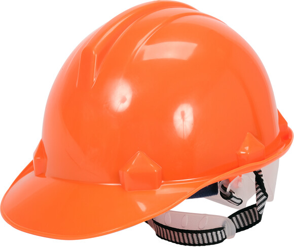 Каска Vorel для захисту голови оранжева з матеріалу HDPE (74171) фото 2