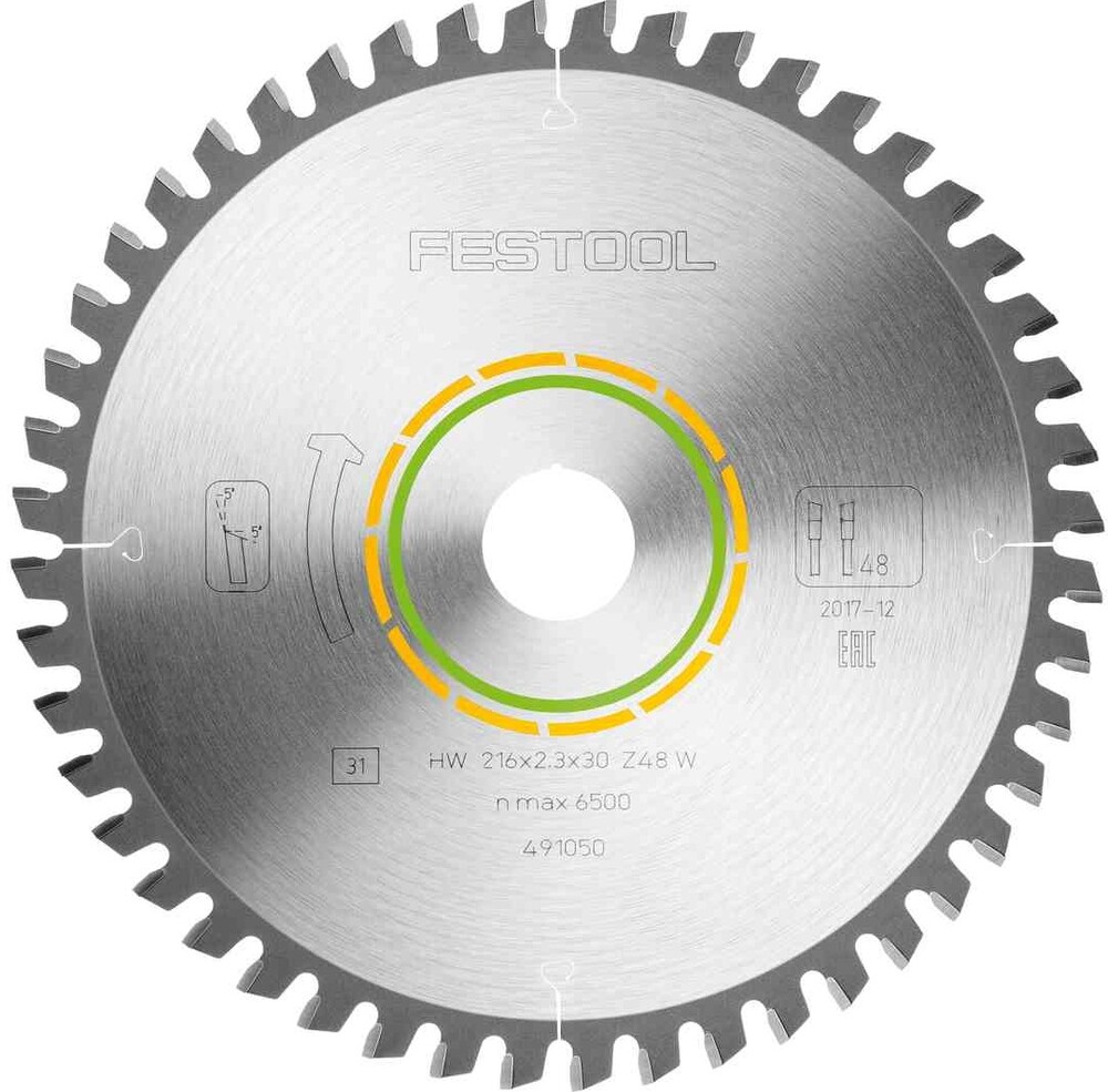 

Диск пильный Festool WOOD FINE CUT HW 216x2.3x30 мм W48 (491050)