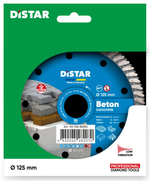 Алмазный диск отрезной Distar 125x22.23х2.2 мм Turbo Beton (10170085392) изображение 4