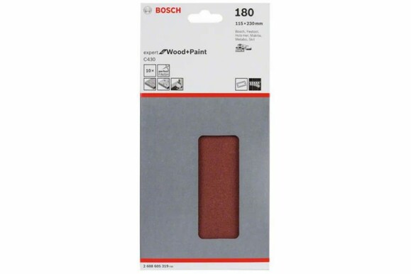 Шліфлист Bosch Expert для Wood and Paint C430, 115x230 мм, K180, 10 шт. (2608605319) фото 2