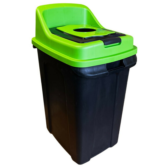 Сортувальний сміттєвий бак PLANET Re-Cycler 70 л, чорно-зелений фото 3