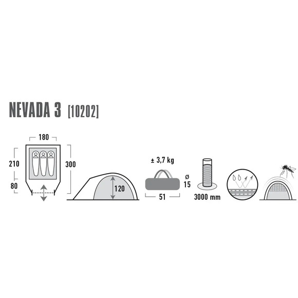 Палатка трехместная High Peak Nevada 3 Dark Grey/Red Special Offer (930362) изображение 6
