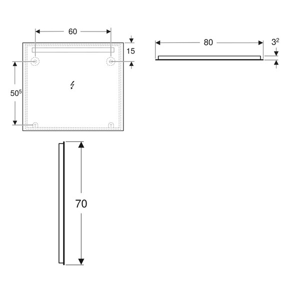 Дзеркало GEBERIT Option Basic Square 80 см, з LED підсвідкою (502.807.00.1) фото 3