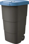 Бак для мусора WHEELER 110 л, чорний, синя кришка Prosperplast (5905197462905)
