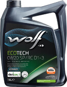 Моторное масло WOLF ECOTECH 0W-20 SP/RC D1-3, 4 л (1049891)