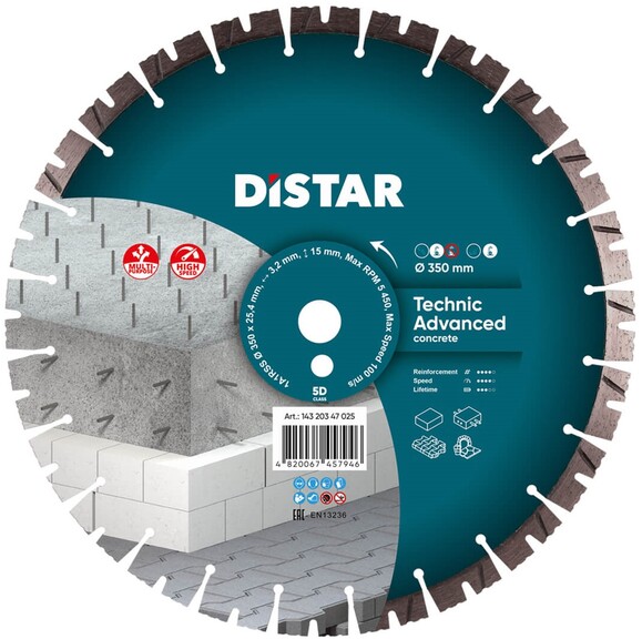 Алмазний диск Distar 1A1RSS/C3-H 350x3,5/2,5x15x25,4- (11,5) -24 Technic Advanced (14320347025)