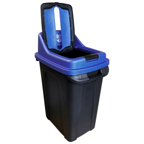 Сортувальний сміттєвий бак PLANET Re-Cycler 70 л, чорно-синій фото 2