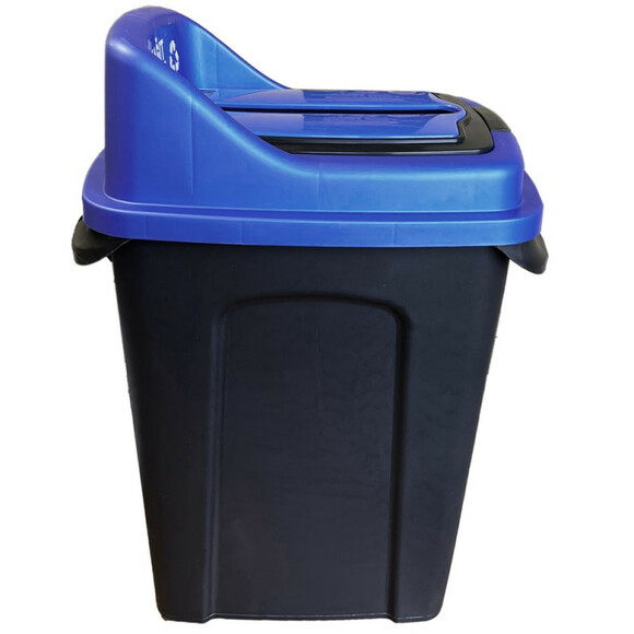 Сортувальний сміттєвий бак PLANET Re-Cycler 70 л, чорно-синій фото 3