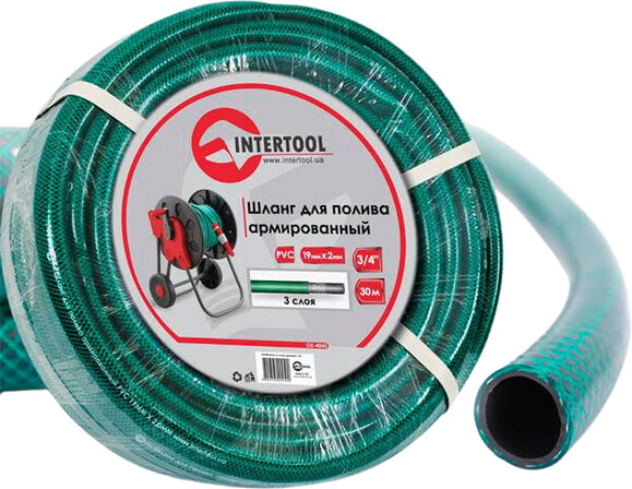 Шланг садовий INTERTOOL, армований, тришаровий, зелений, 3/4, 30 м, PVC (GE-4045)