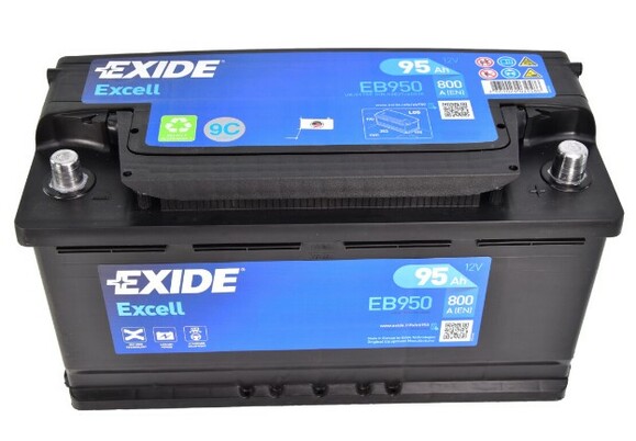 Акумулятор EXIDE EB950 Excell, 95Ah/800A фото 2