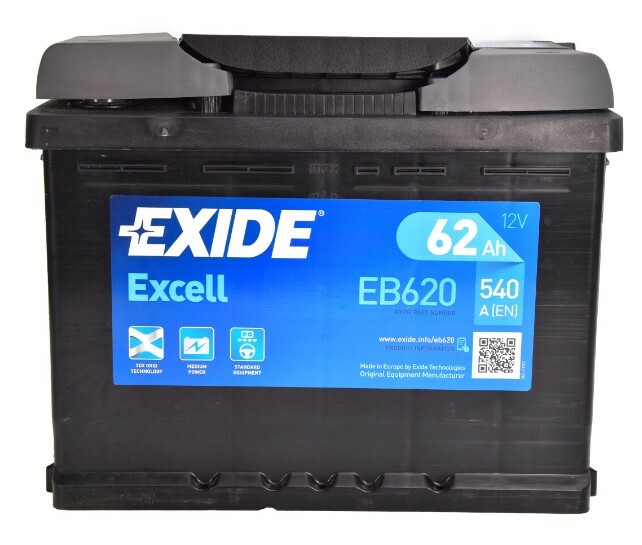 

Акумулятор EXIDE EB620 Excell, 62Ah/540A