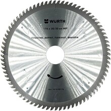 Диск пиляльний Wurth 80T, 178x30 мм (1610190178)